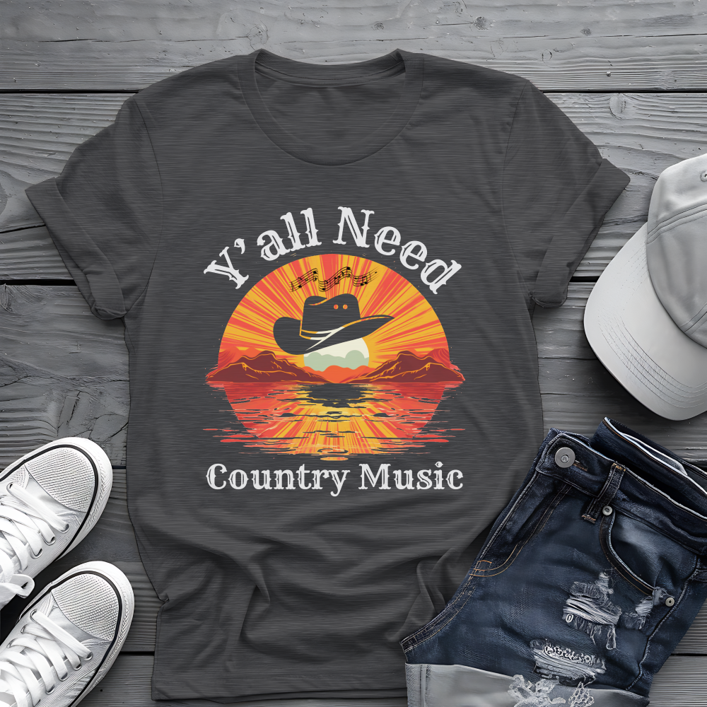 Y'all Need Country Tee 🤠🎶 Sunset Cowboy Hat Shirt