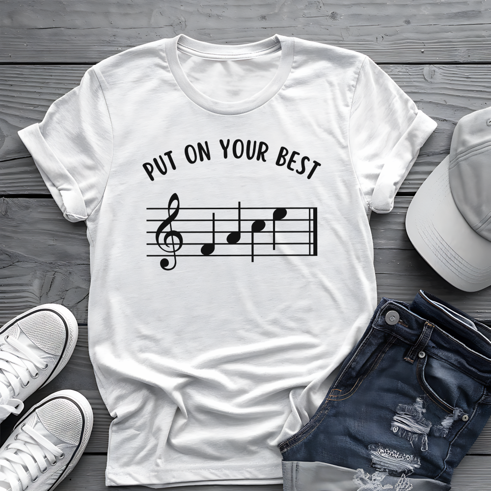 Put On Your Best FACE Tee πΆ Musical Notes Shirt - Motivational Musician Gift