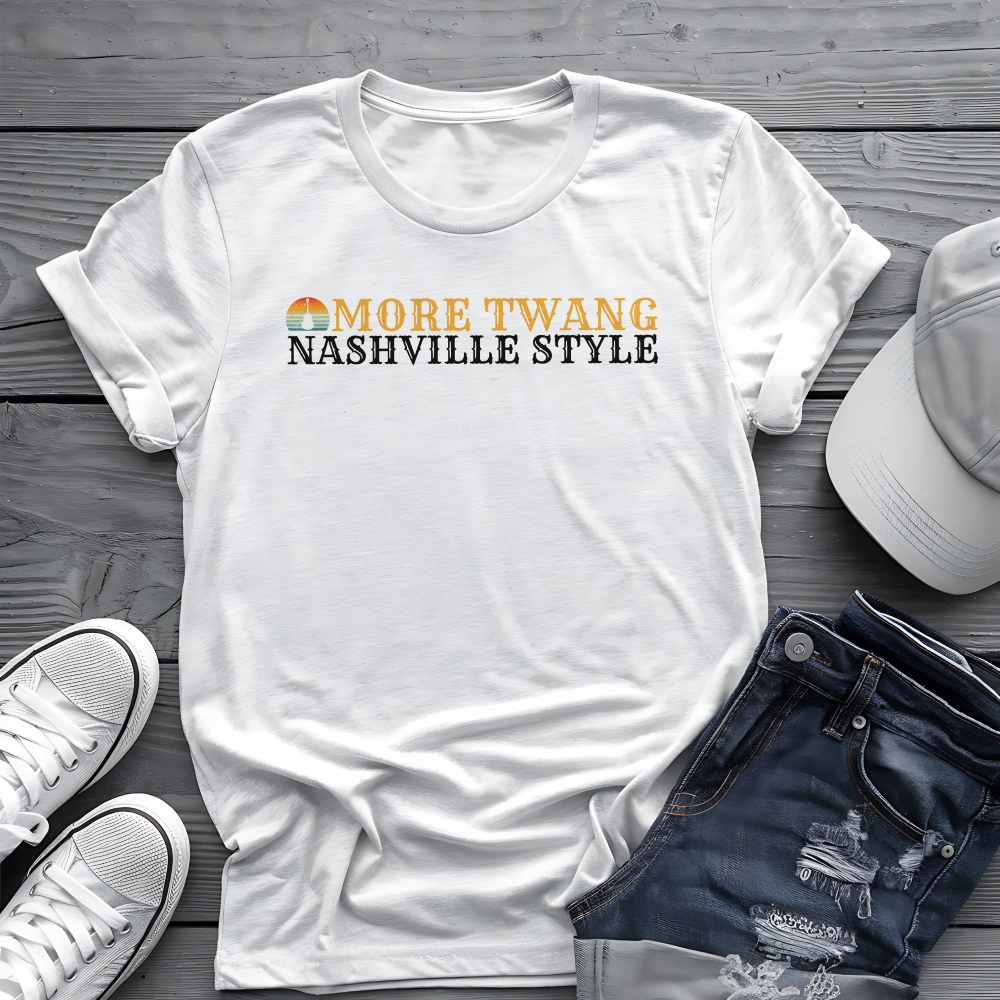Nashville Twang Tee πΈ Sunset Guitar - Funny Country Music Shirt