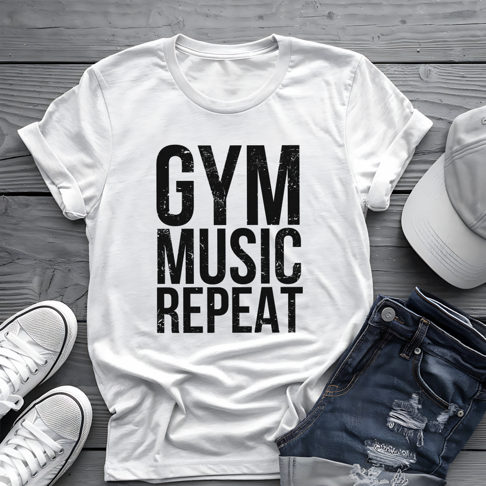 Gym Music Repeat Tee ποΈββοΈ Fitness Motivation Shirt