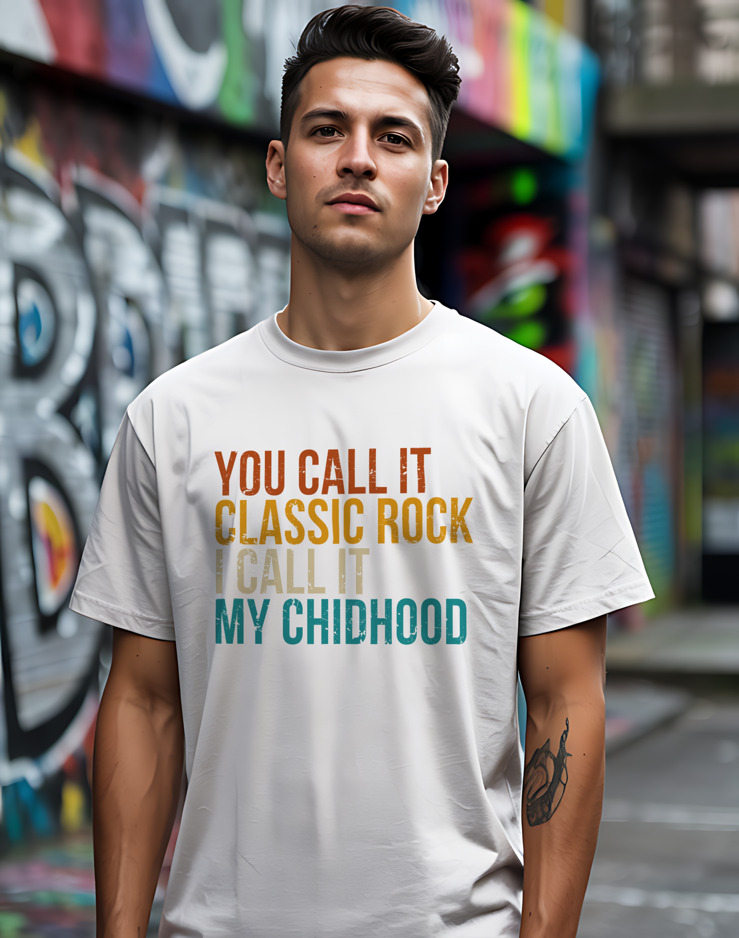 Classic Rock Childhood Tee ๐ถ Funny Retro Music Shirt