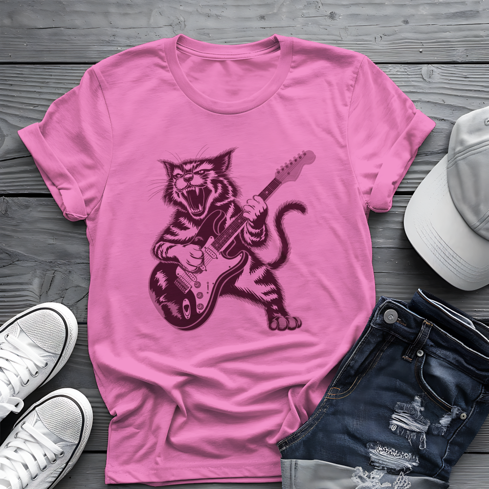 Rock Cat Guitar Tee πΈ Funny Music Shirt