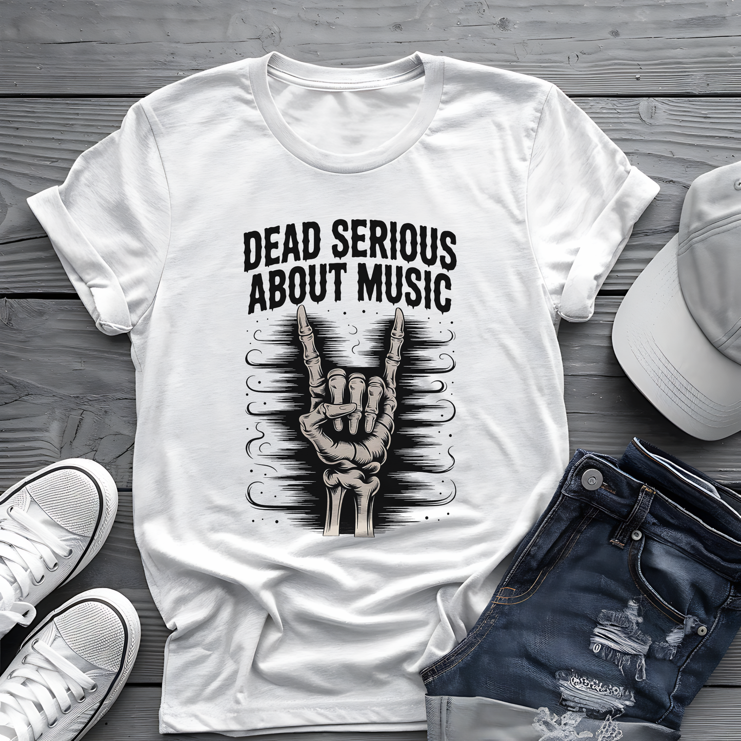 Dead Serious About Music Tee π Spooky Bones Shirt