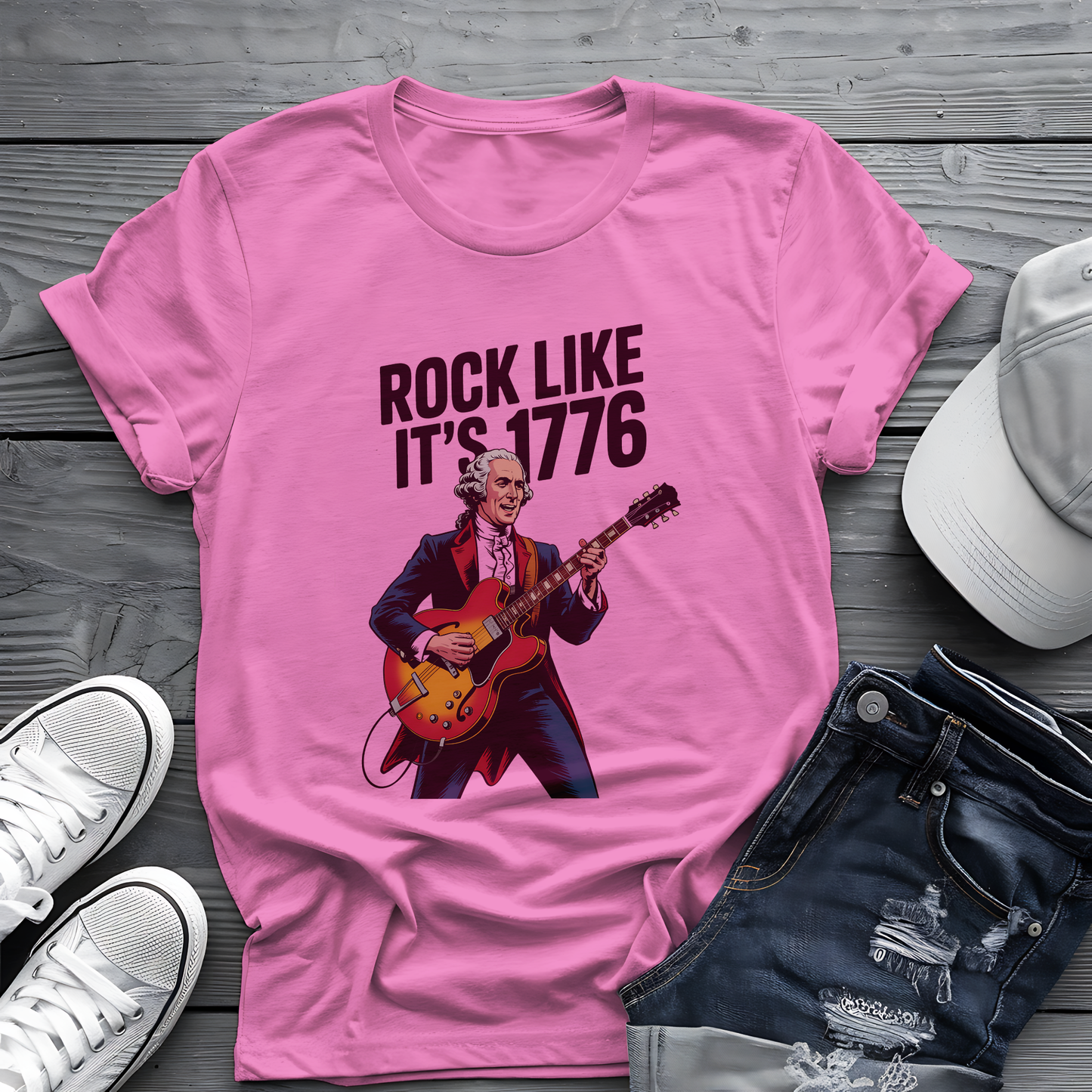 Rock Like 1776 Tee πΈ Patriotic 4th of July Guitar Shirt - Founding Father Shirt