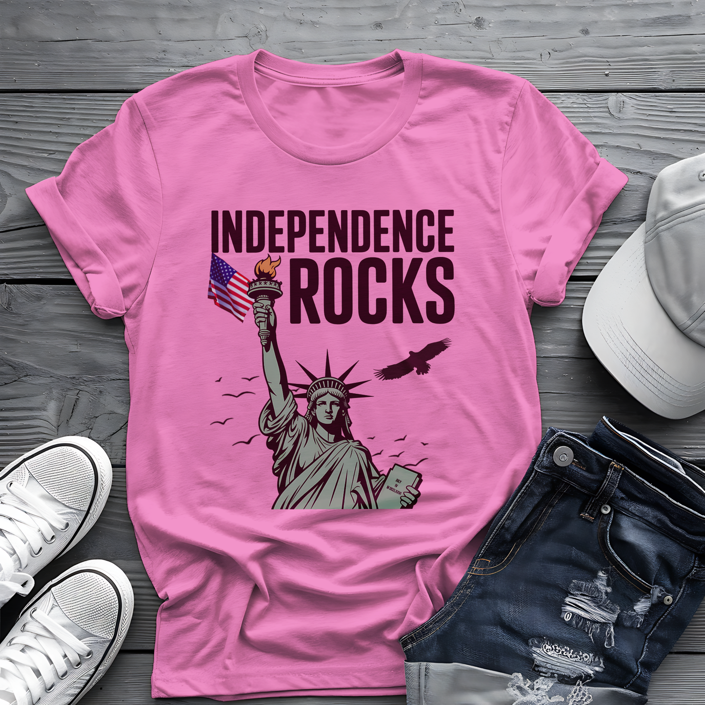 Independence Rocks Tee π½ Patriotic 4th of July Statue of Liberty Shirt