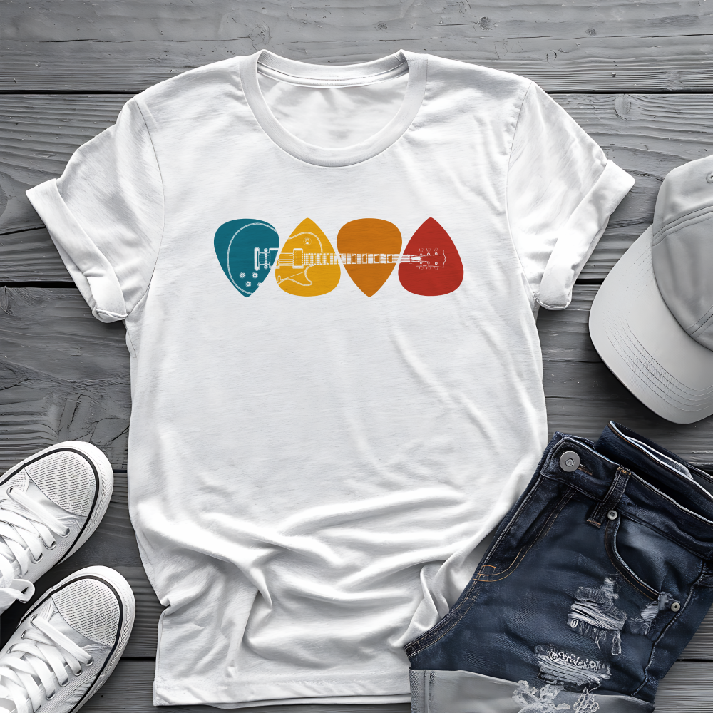 Colorful Guitar Picks Tee πΈ Minimalist Guitarist Shirt - Music Lover Gift