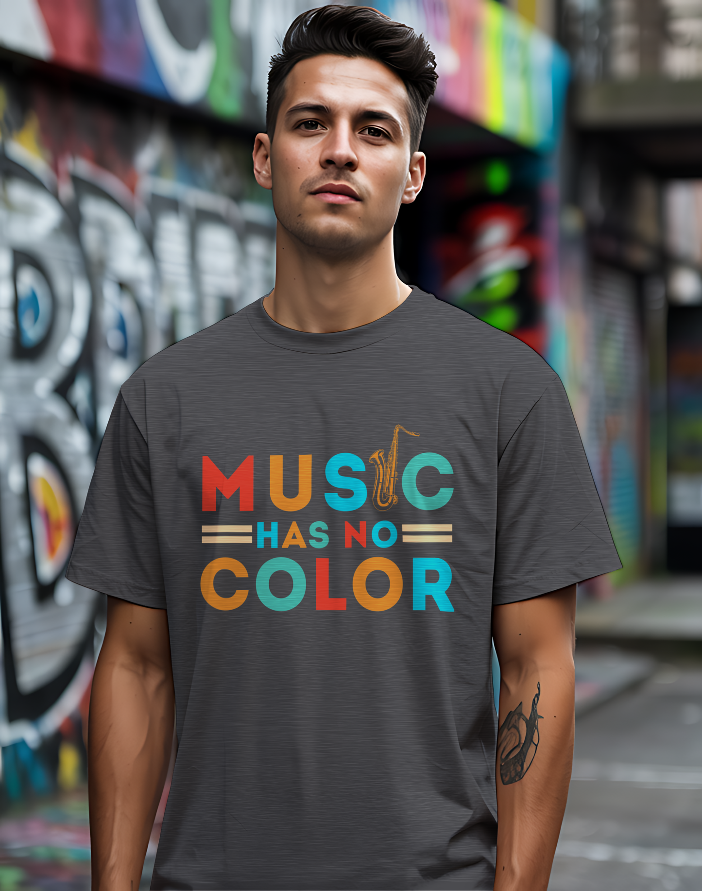 Music Has No Color Sax Tee 🎷 Unity Music Shirt - Equality Gift