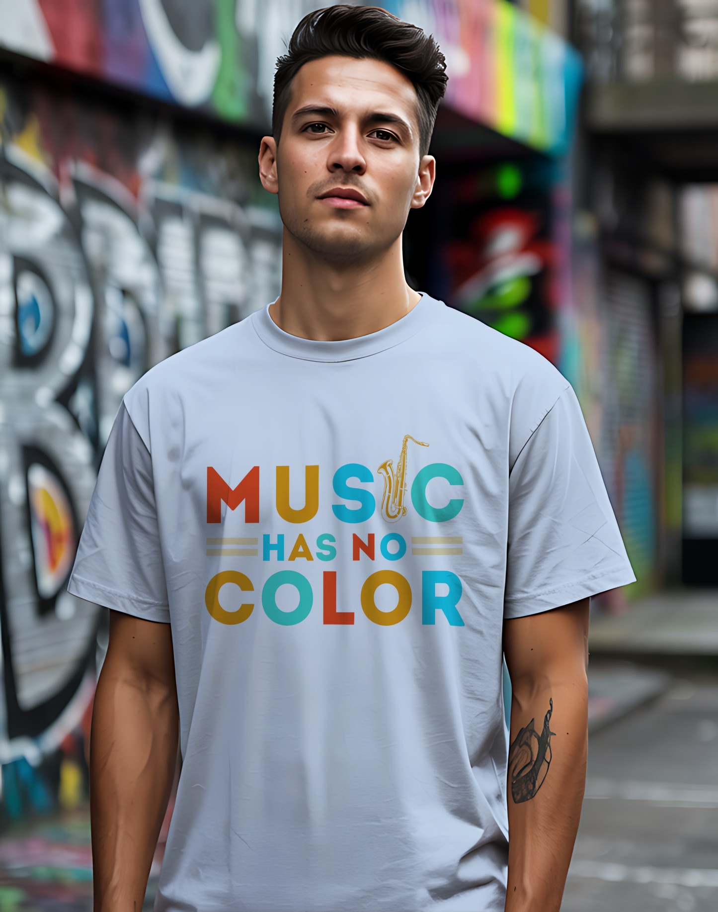 Music Has No Color Sax Tee 🎷 Unity Music Shirt - Equality Gift