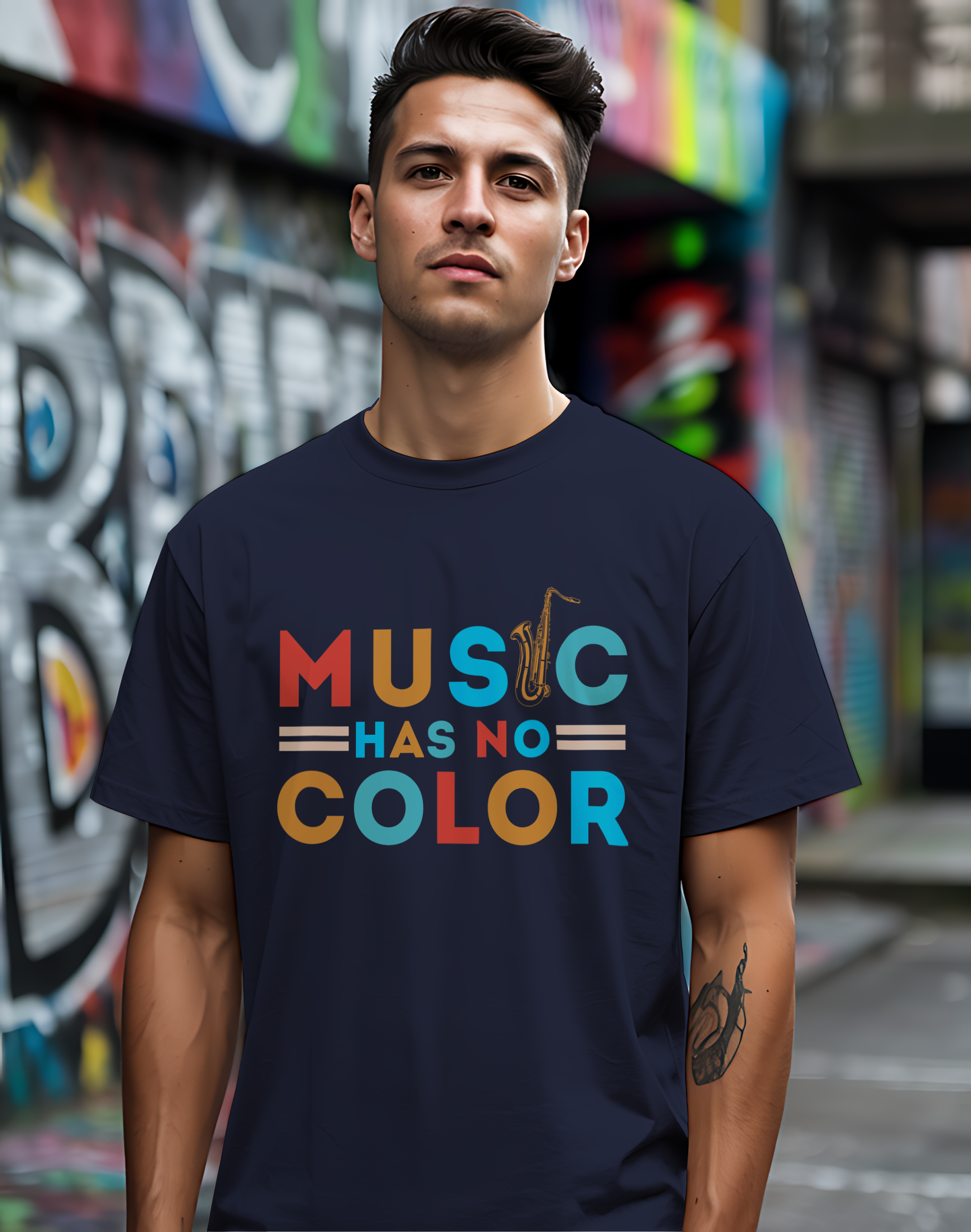 Music Has No Color Sax Tee 🎷 Unity Music Shirt - Equality Gift