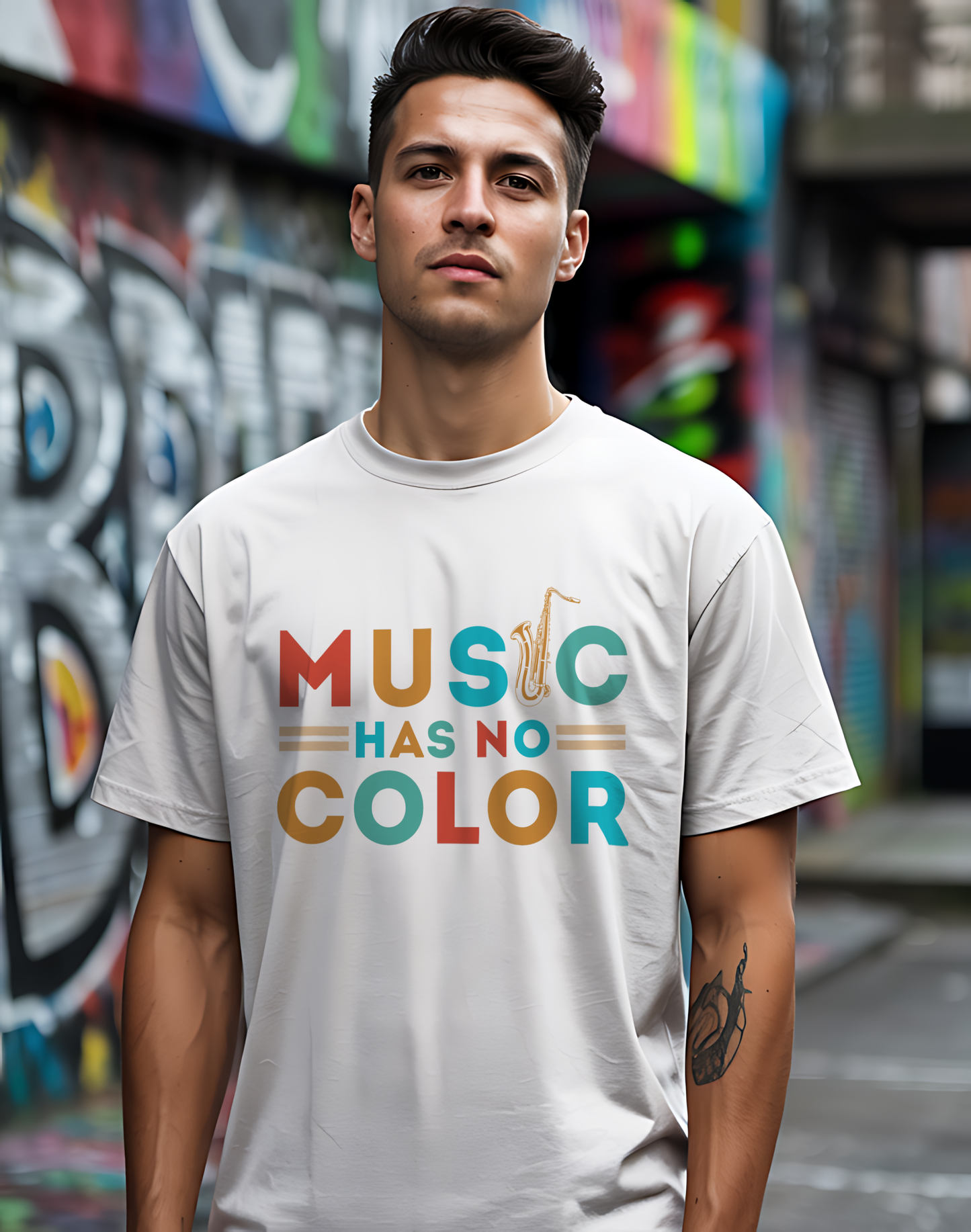 Music Has No Color Sax Tee 🎷 Unity Music Shirt - Equality Gift
