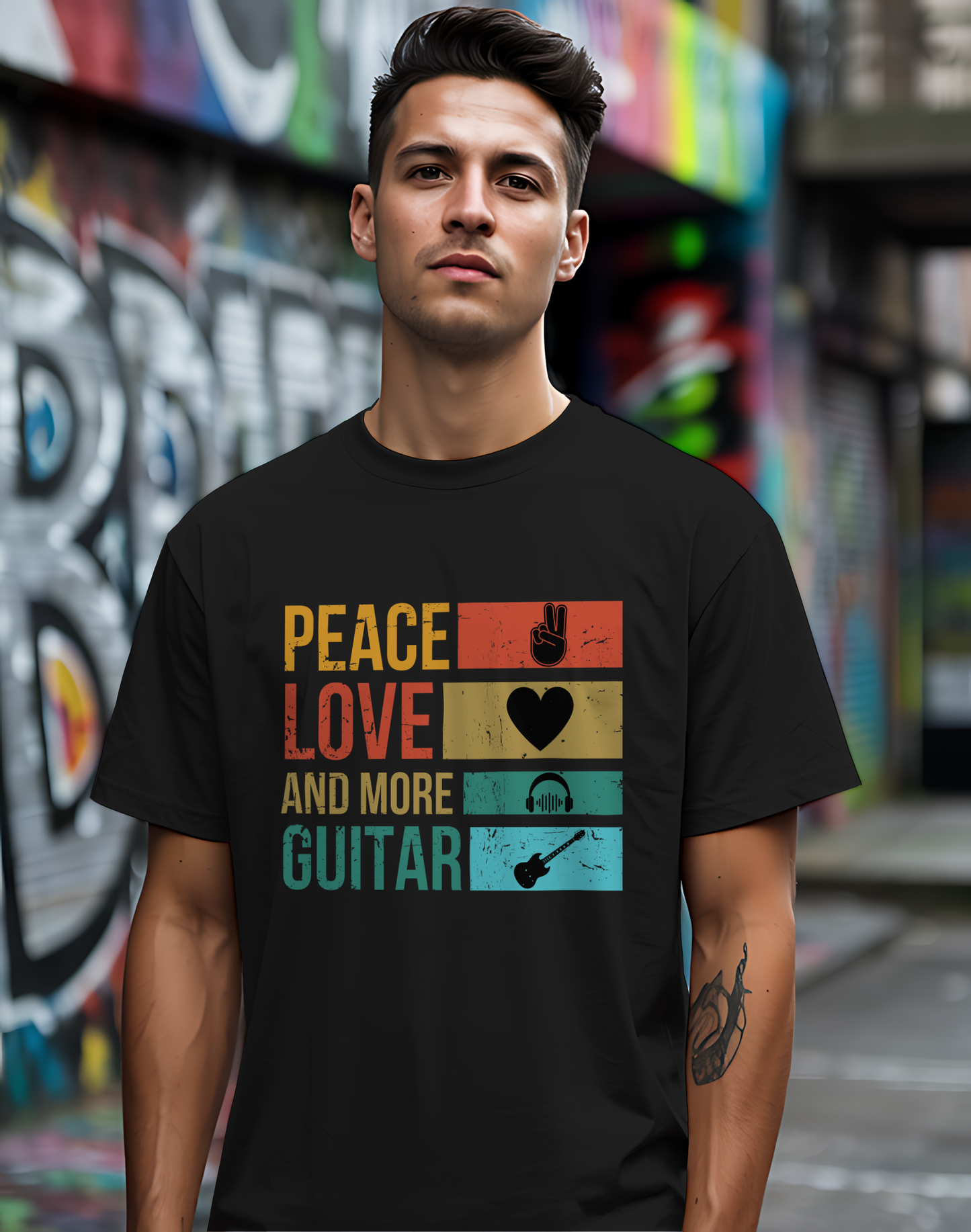 Peace Love Guitar Tee 🎸 Retro Icon Shirt - Music Lover Gift