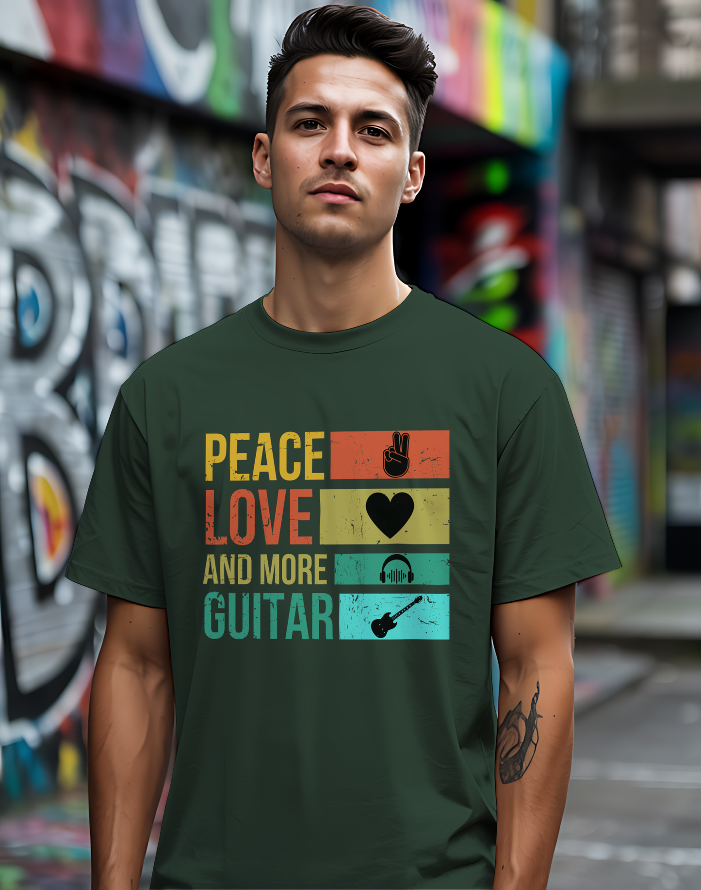 Peace Love Guitar Tee 🎸 Retro Icon Shirt - Music Lover Gift