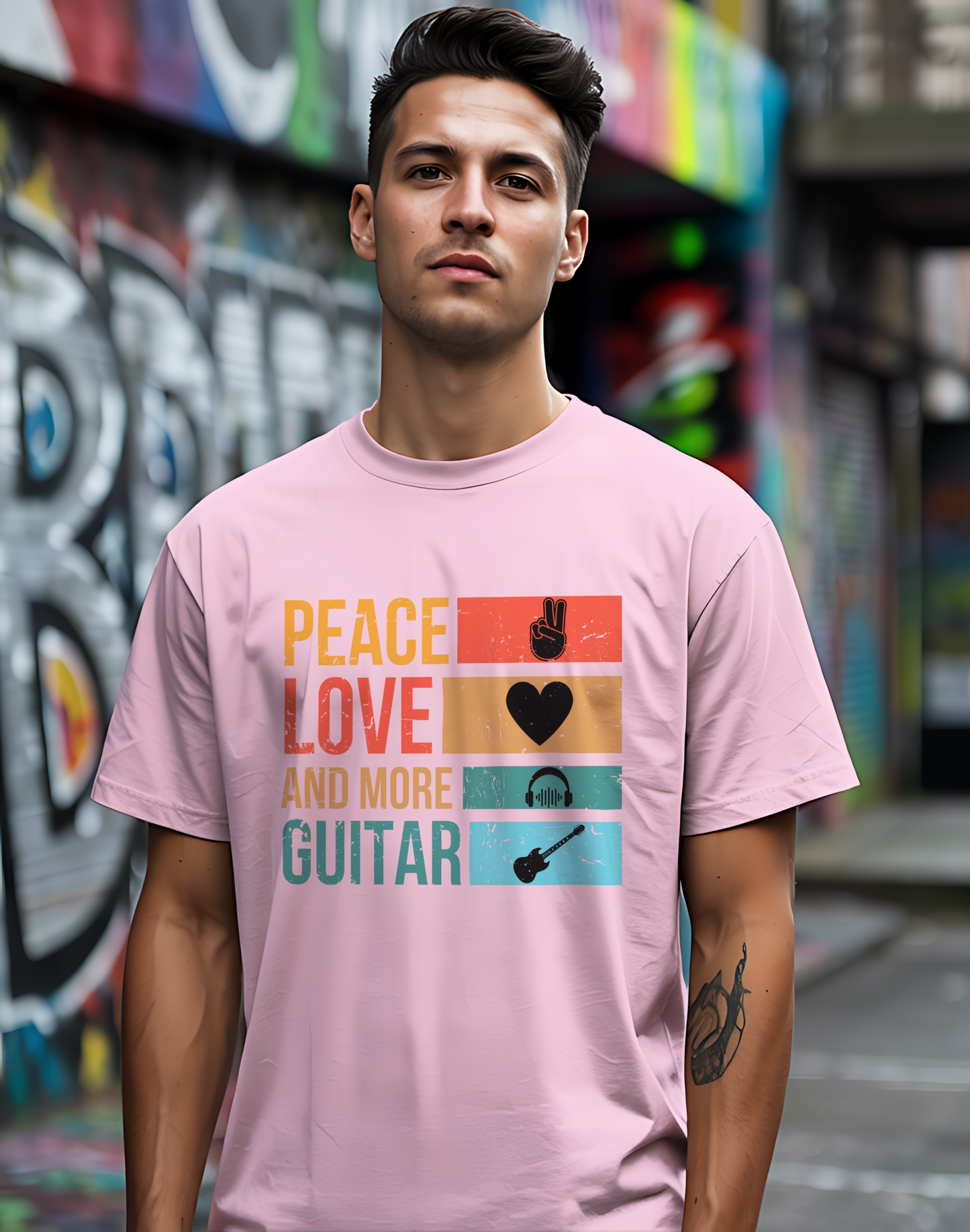 Peace Love Guitar Tee 🎸 Retro Icon Shirt - Music Lover Gift