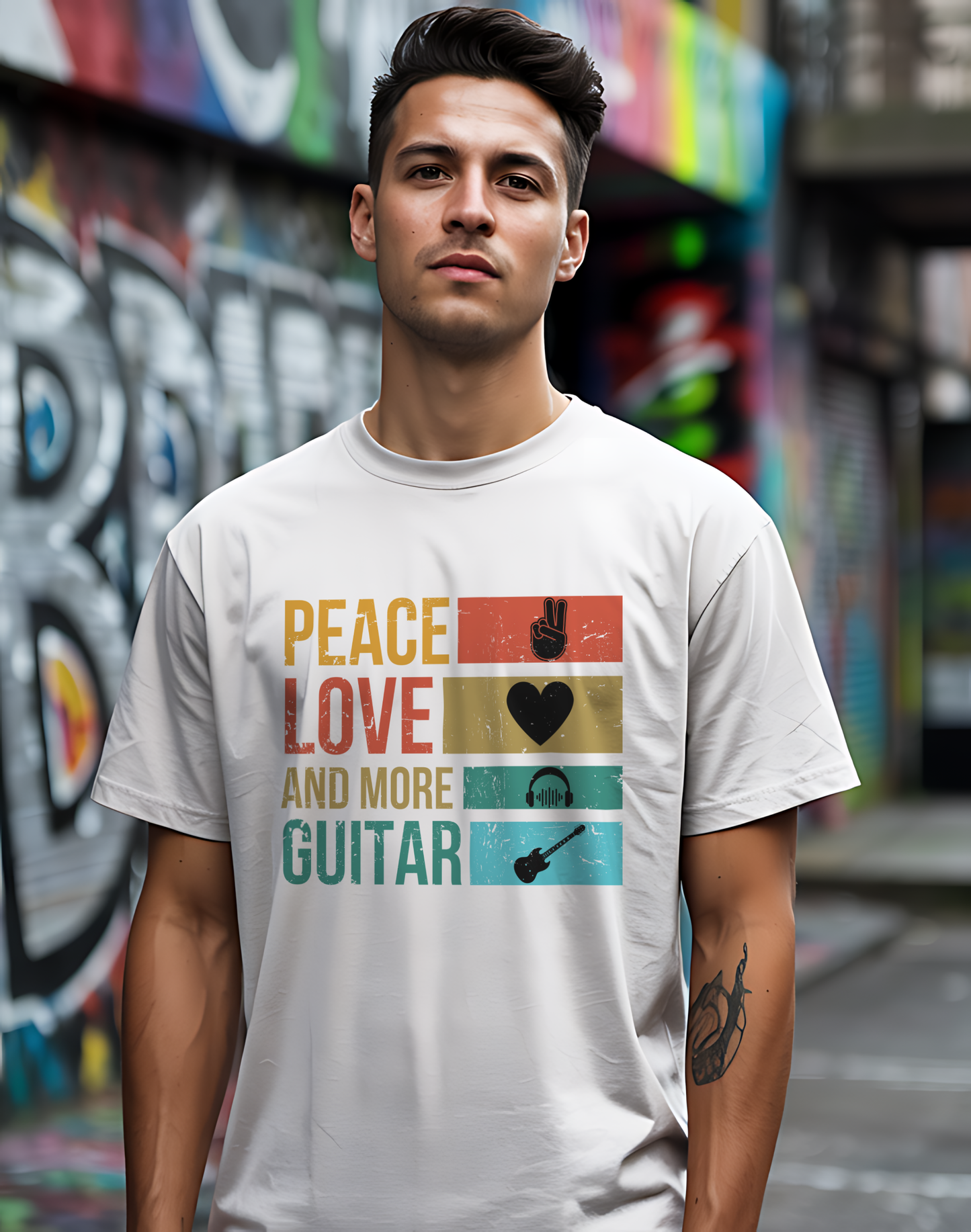 Peace Love Guitar Tee 🎸 Retro Icon Shirt - Music Lover Gift