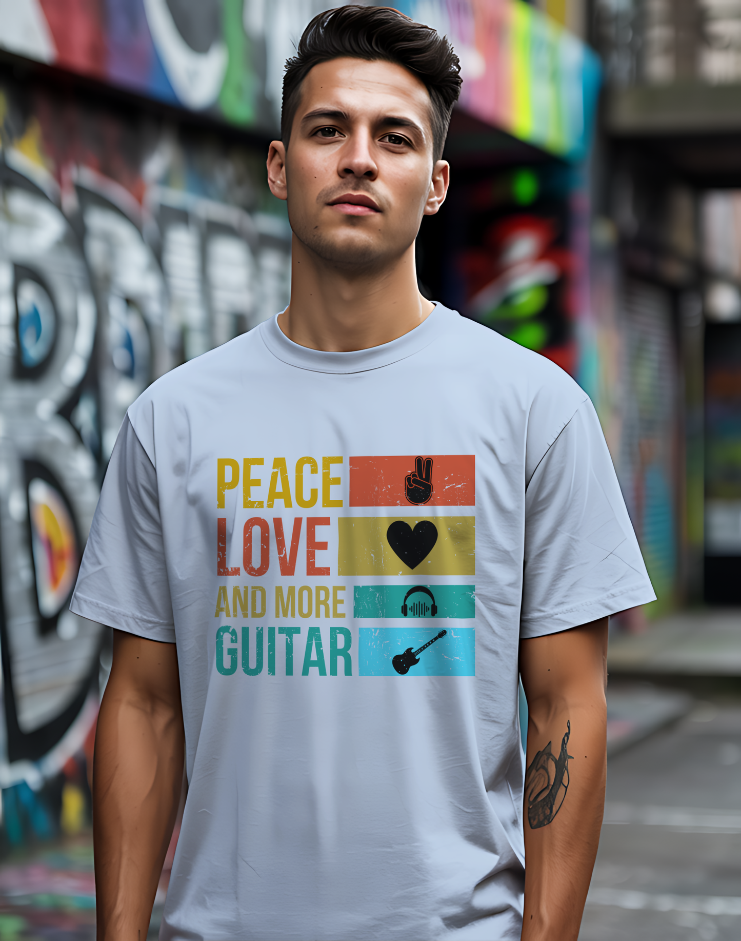 Peace Love Guitar Tee 🎸 Retro Icon Shirt - Music Lover Gift