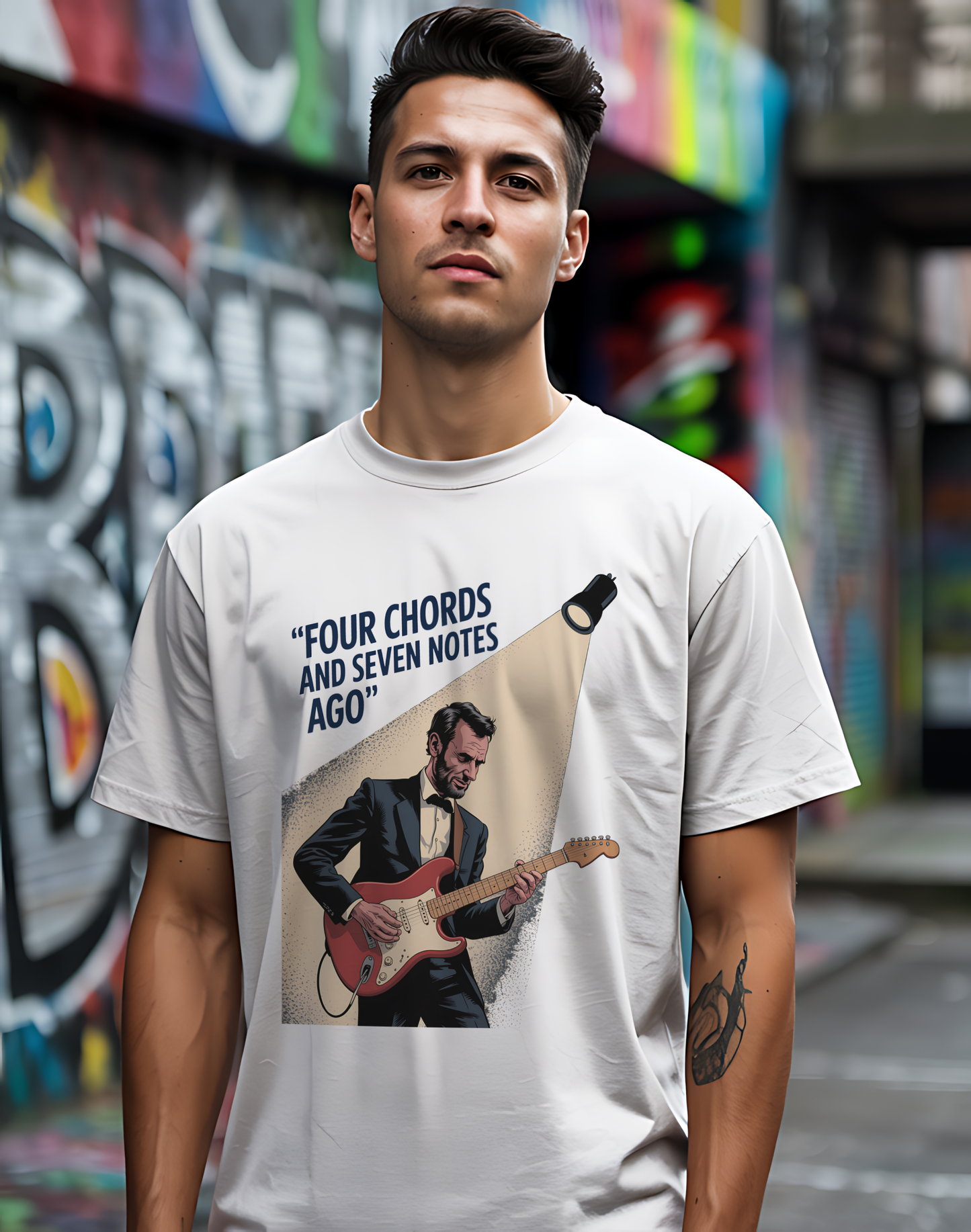 Lincoln Guitar Tee 🎸 Funny Patriot Music Shirt - 4th of July