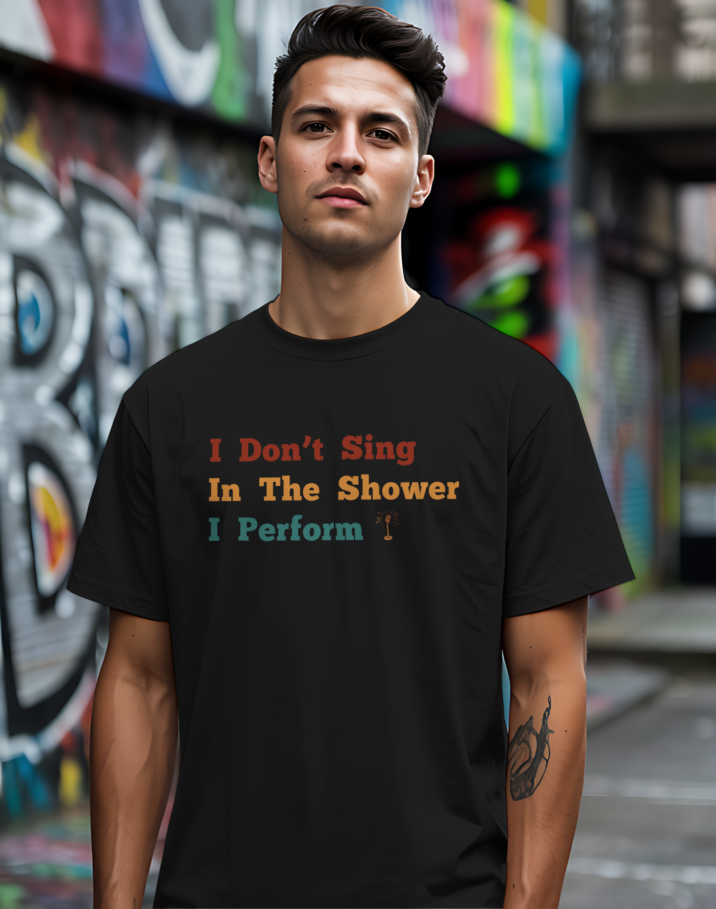 I Don't Sing In The Shower Tee 🎤 Funny Performer Shirt - Singer Gift