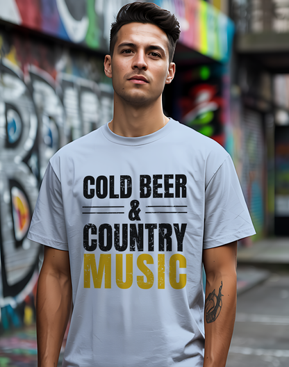 Cold Beer Country Tee 🍺🎶 Funny Country Music Shirt