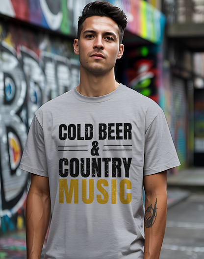Cold Beer Country Tee 🍺🎶 Funny Country Music Shirt