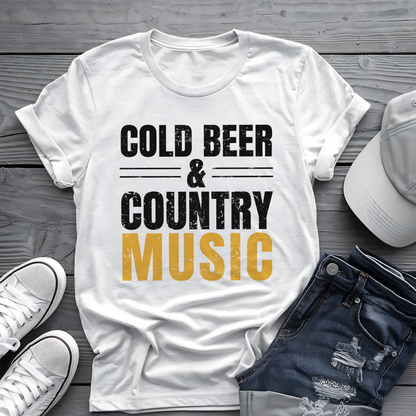 Cold Beer Country Tee 🍺🎶 Funny Country Music Shirt