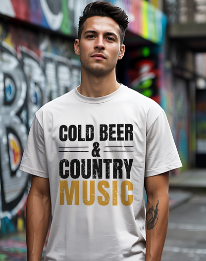 Cold Beer Country Tee 🍺🎶 Funny Country Music Shirt