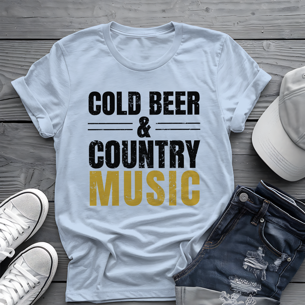 Cold Beer Country Tee 🍺🎶 Funny Country Music Shirt