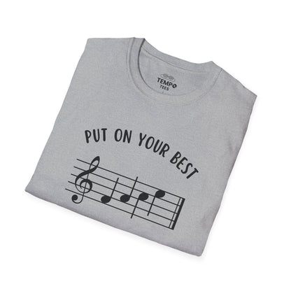 Put On Your Best FACE Tee 🎶 Musical Notes Shirt - Motivational Musician Gift