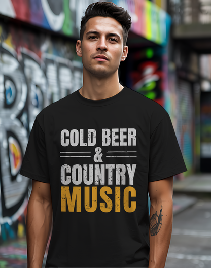 Cold Beer Country Tee 🍺🎶 Funny Country Music Shirt