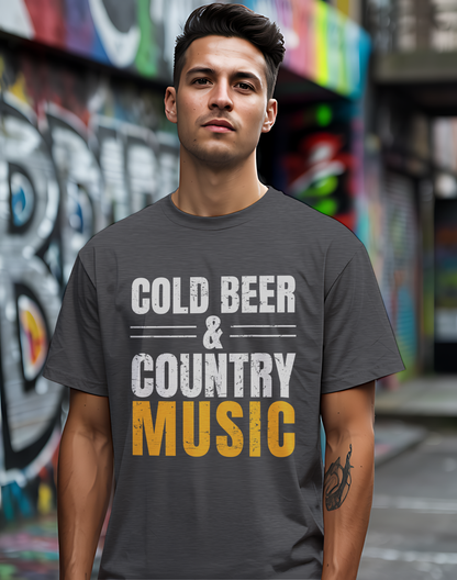 Cold Beer Country Tee 🍺🎶 Funny Country Music Shirt