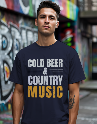 Cold Beer Country Tee 🍺🎶 Funny Country Music Shirt