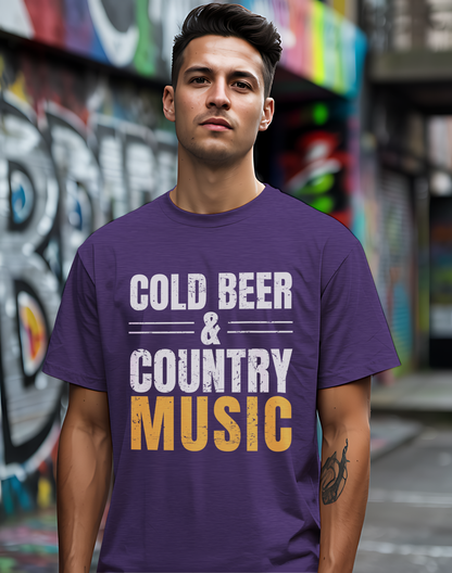 Cold Beer Country Tee 🍺🎶 Funny Country Music Shirt