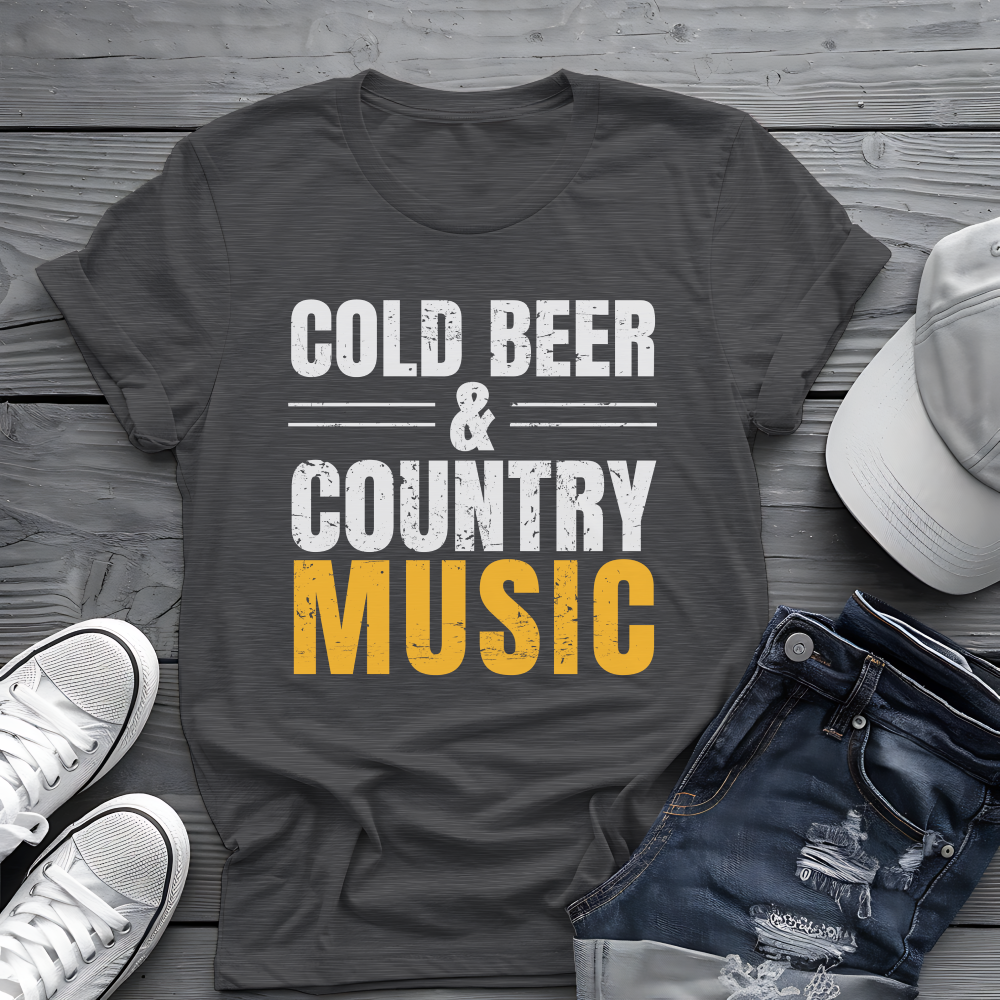 Cold Beer Country Tee 🍺🎶 Funny Country Music Shirt
