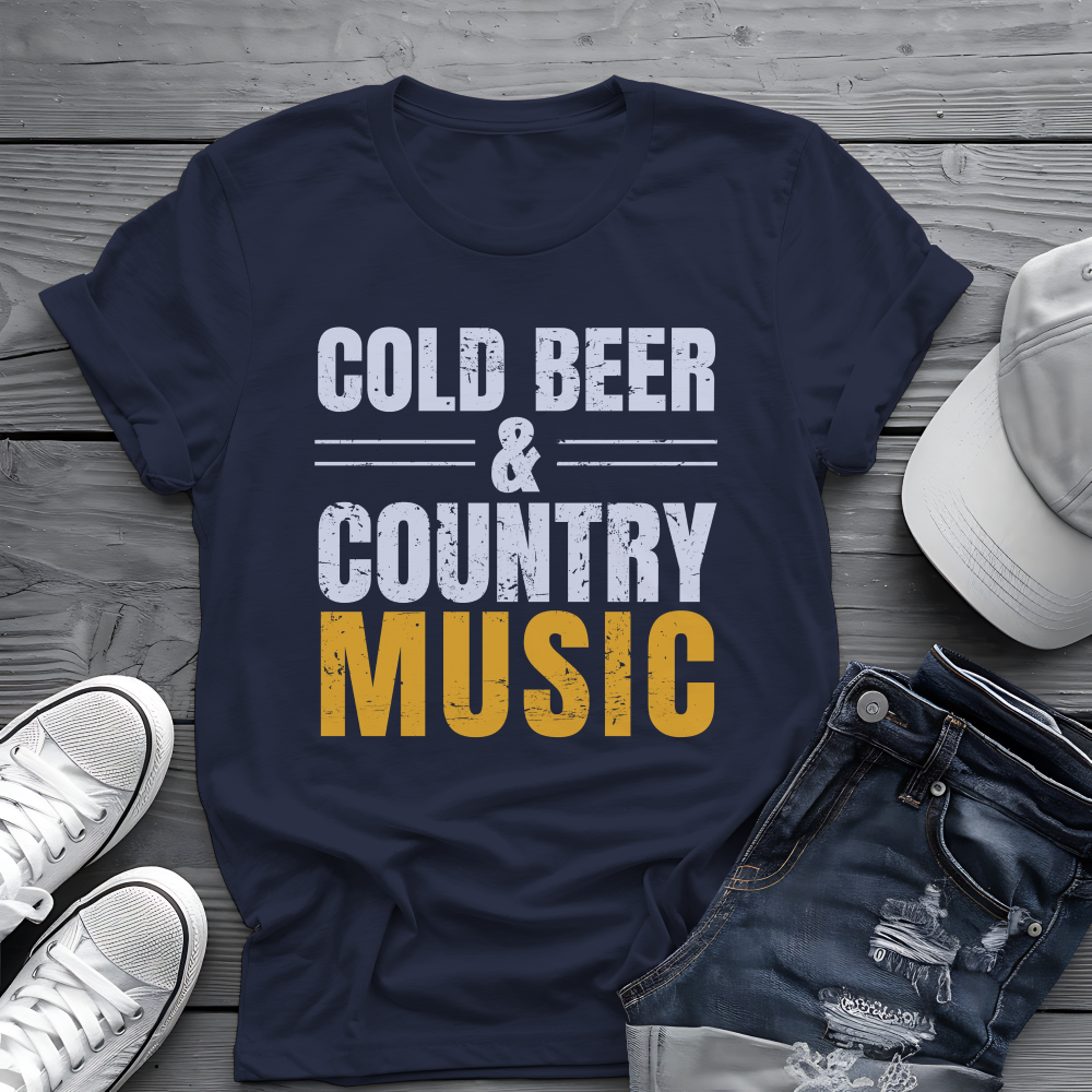 Cold Beer Country Tee 🍺🎶 Funny Country Music Shirt