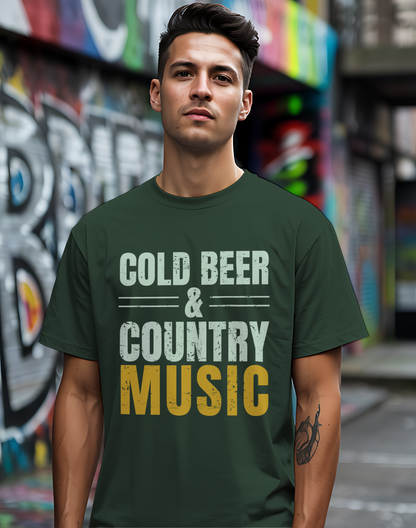 Cold Beer Country Tee 🍺🎶 Funny Country Music Shirt