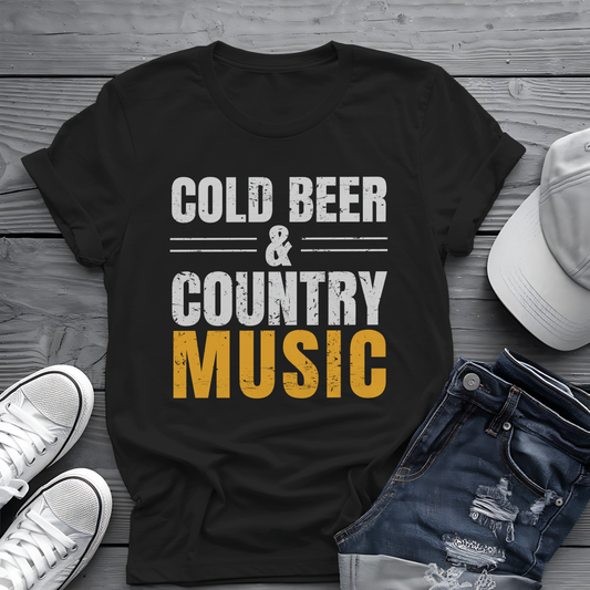 Cold Beer Country Tee 🍺🎶 Funny Country Music Shirt