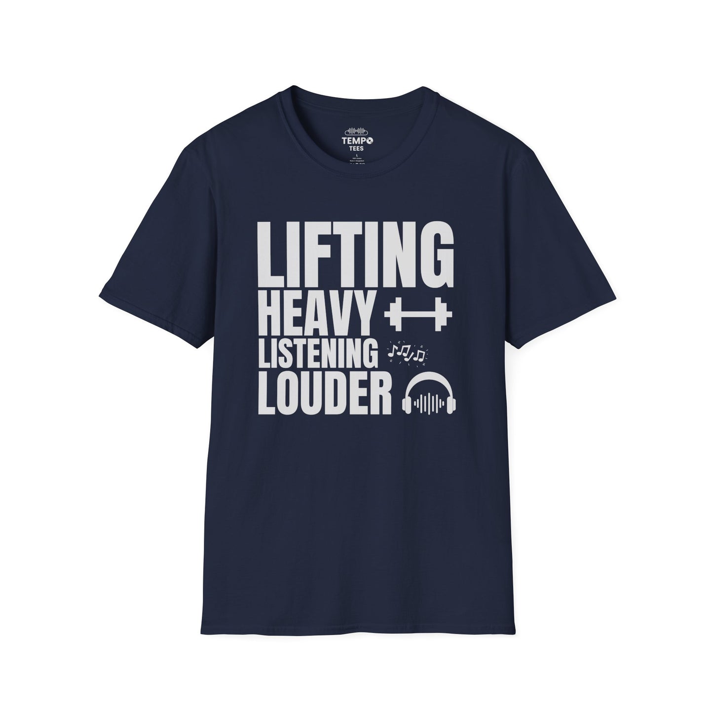 Lifting Heavy Listening Louder Tee 🏋️‍♂️ Music Workout Shirt