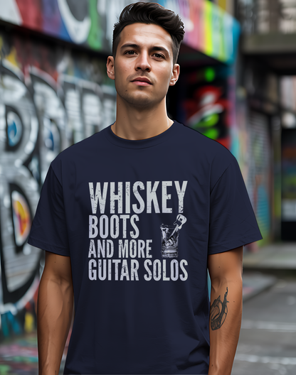 Whiskey Boots Guitar Tee 🥃🎸 Funny Country Music Shirt