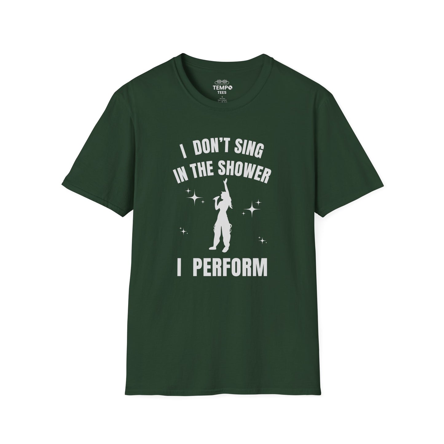 I Don't Sing In The Shower Tee 🎤 Singer Silhouette Shirt - Funny Performer Gift