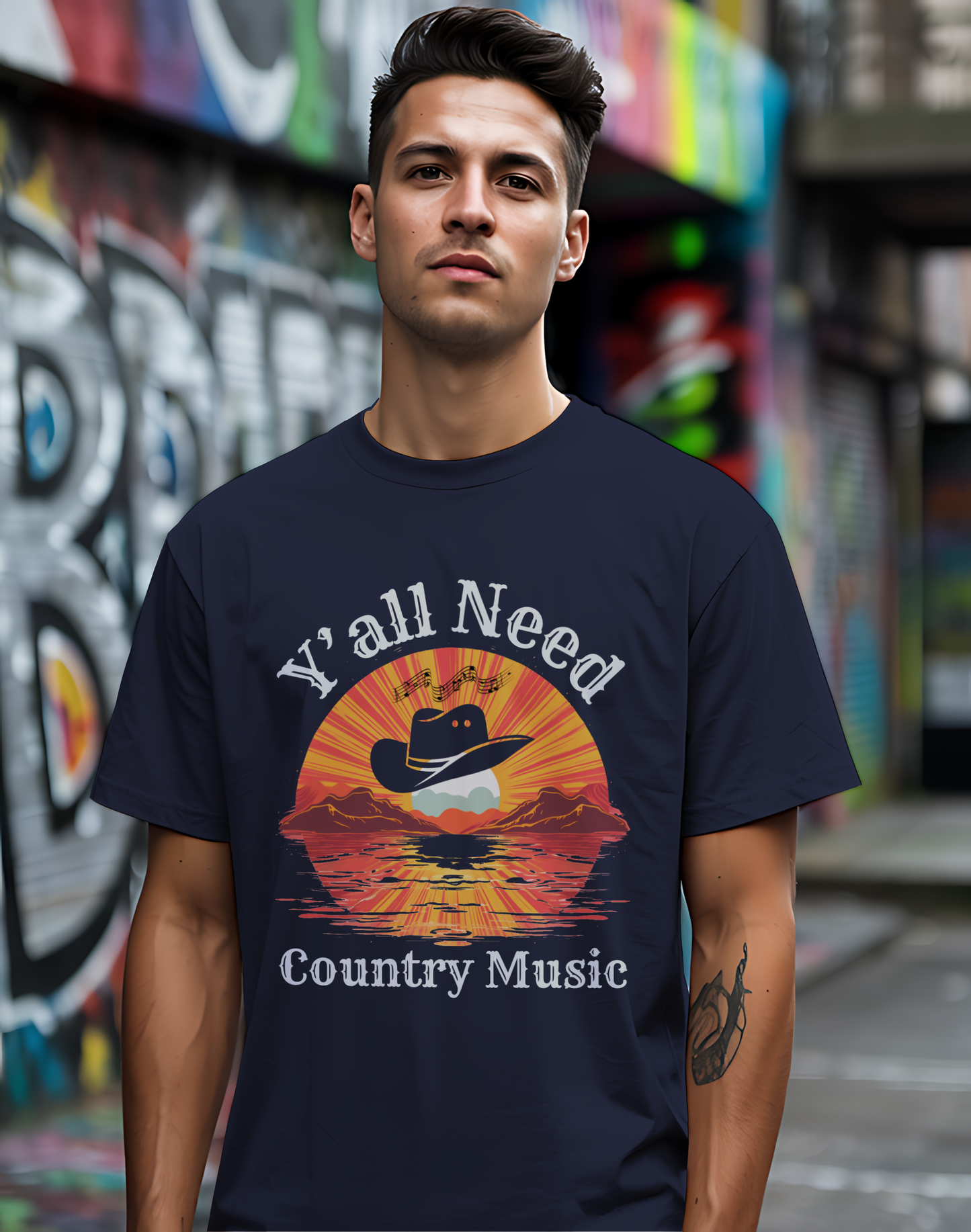 Y'all Need Country Tee 🤠🎶 Sunset Cowboy Hat Shirt