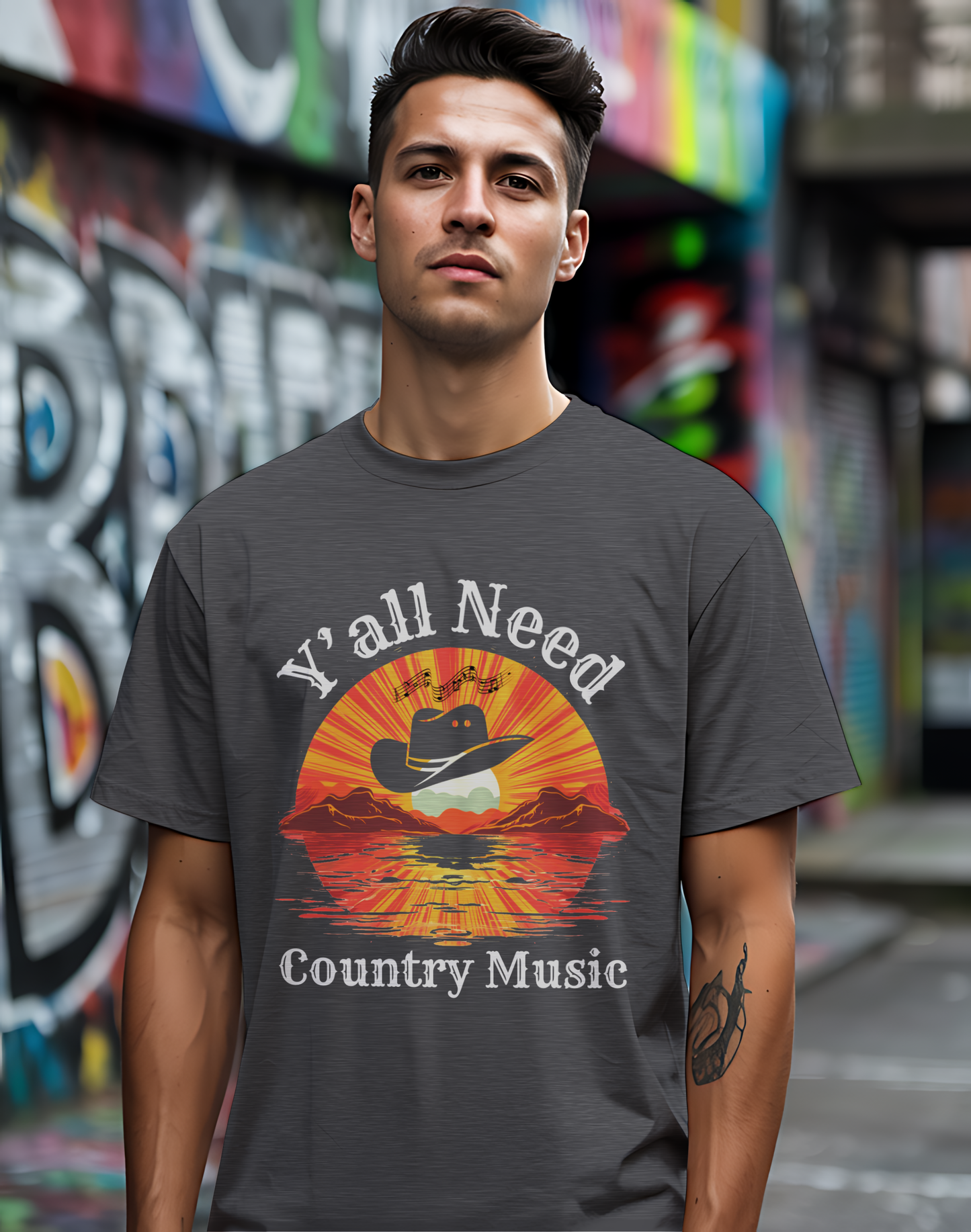 Y'all Need Country Tee 🤠🎶 Sunset Cowboy Hat Shirt