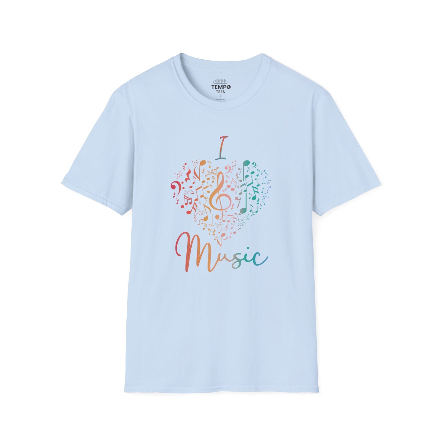 I Love Music Tee 🎶 Colorful Note Heart Shirt - Music Lover Gift