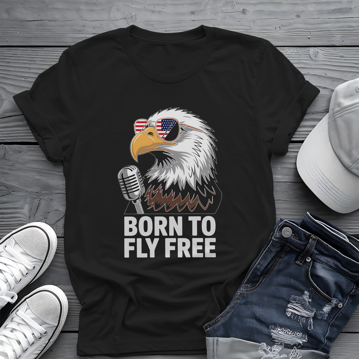 Born to Fly Free Tee 🦅 Patriotic 4th of July Eagle Music Shirt