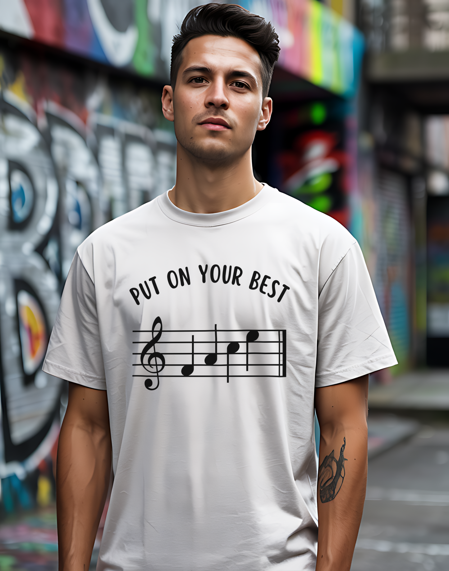 Put On Your Best FACE Tee 🎶 Musical Notes Shirt - Motivational Musician Gift