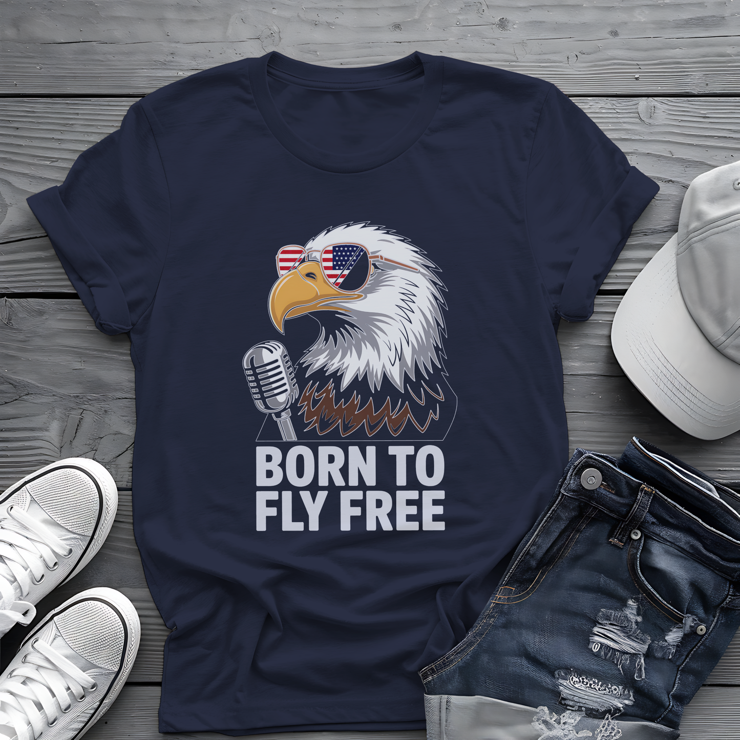 Born to Fly Free Tee 🦅 Patriotic 4th of July Eagle Music Shirt