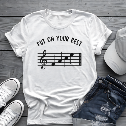 Put On Your Best FACE Tee 🎶 Musical Notes Shirt - Motivational Musician Gift