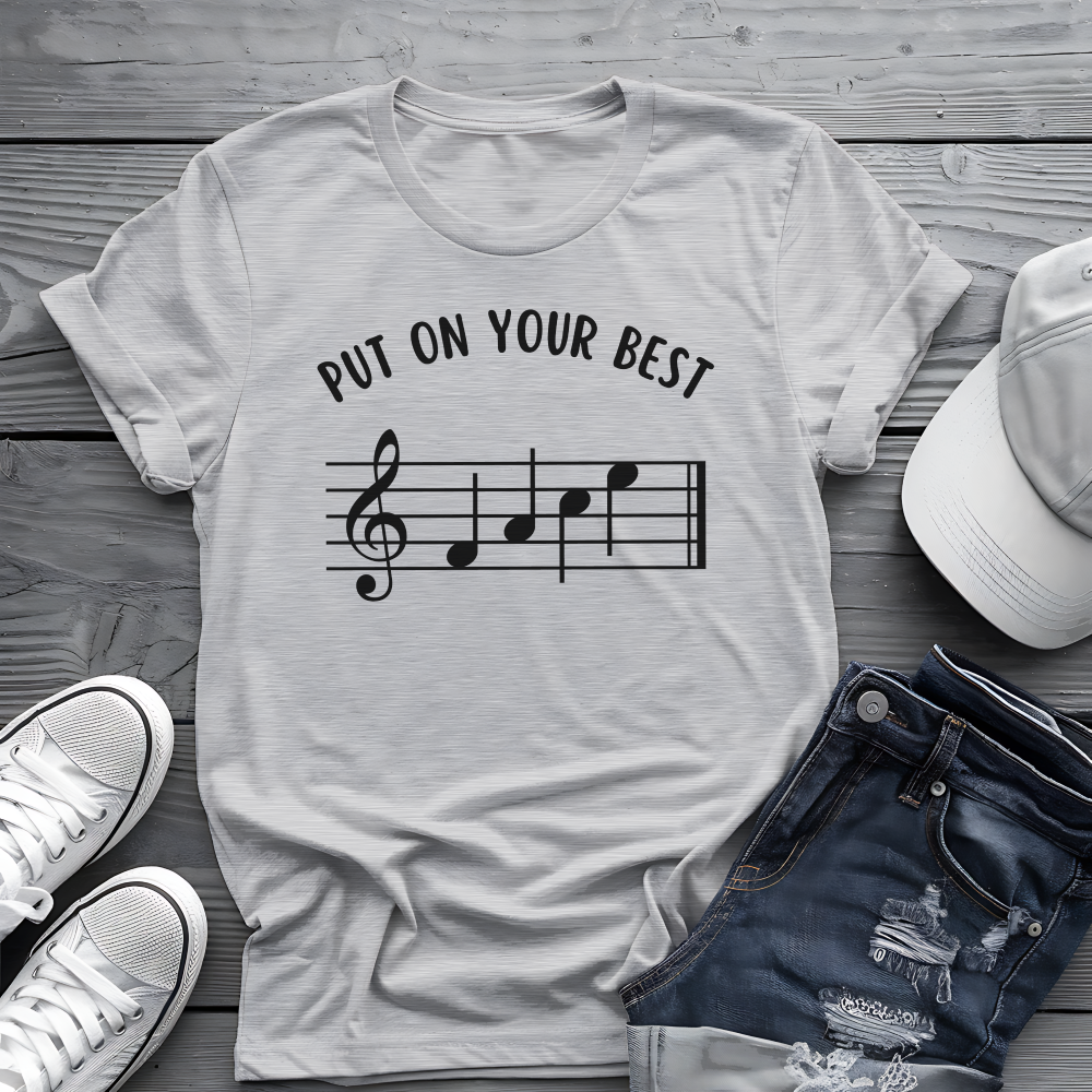 Put On Your Best FACE Tee 🎶 Musical Notes Shirt - Motivational Musician Gift
