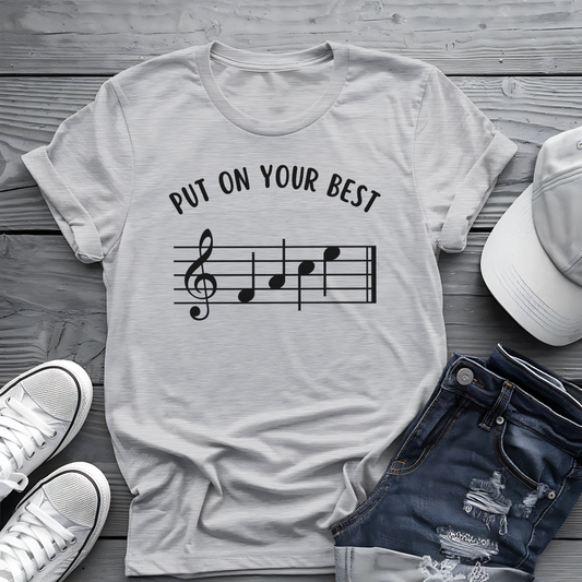 Put On Your Best FACE Tee 🎶 Musical Notes Shirt - Motivational Musician Gift