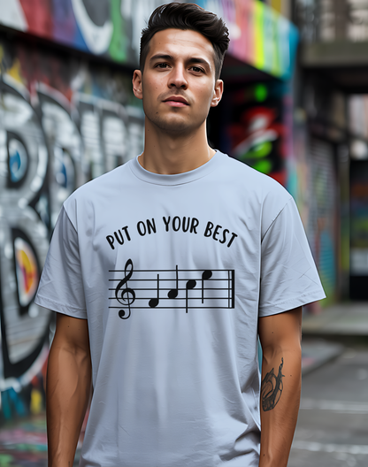 Put On Your Best FACE Tee 🎶 Musical Notes Shirt - Motivational Musician Gift