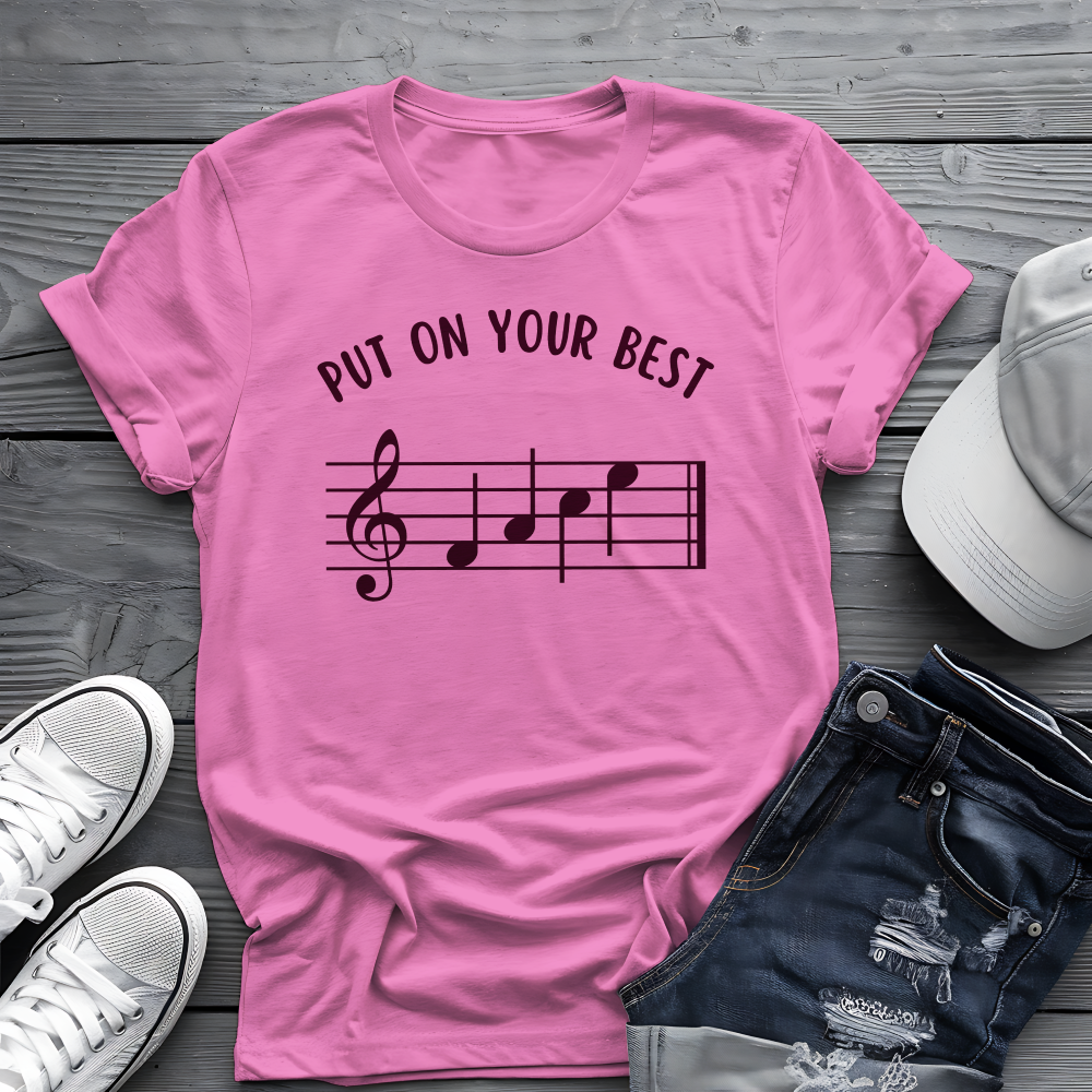 Put On Your Best FACE Tee 🎶 Musical Notes Shirt - Motivational Musician Gift