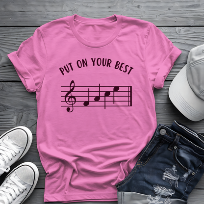 Put On Your Best FACE Tee 🎶 Musical Notes Shirt - Motivational Musician Gift